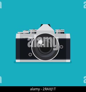 Retro film camera in a flat style. Vector illustration Stock Vector