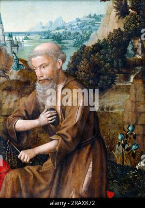Master of the Legend of Saint Lucy, Saint Jerome, painting in oil on panel, 1475-1499 Stock Photo