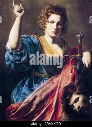 Valentin de Boulogne, Judith with the head of Holofernes, painting in oil on canvas, circa 1625 Stock Photo