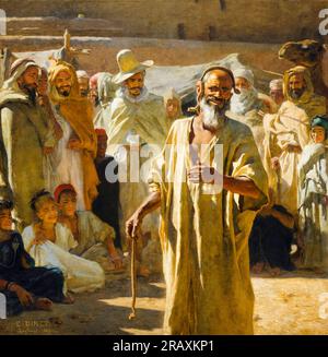 Etienne Dinet painting, The snake charmer, oil on canvas, 1889 Stock Photo