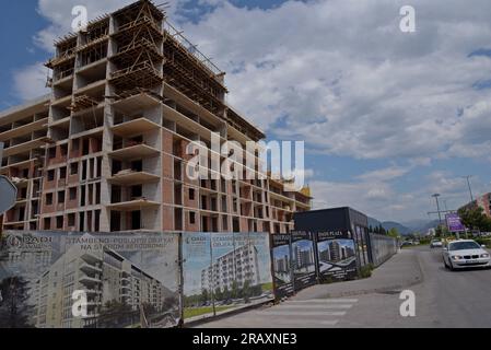 A new high rise apartment block under construction in Podgorica, capital city of Montenegro Stock Photo