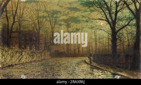 Figure on a moonlit lane by John Atkinson Grimshaw Stock Photo