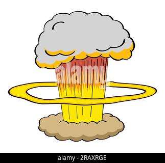 Atomic bomb explosion in cartoon style illustration Stock Vector