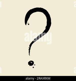 Hand written brush stroke question mark Stock Vector