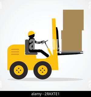 Stick figure driving a forklift Stock Vector