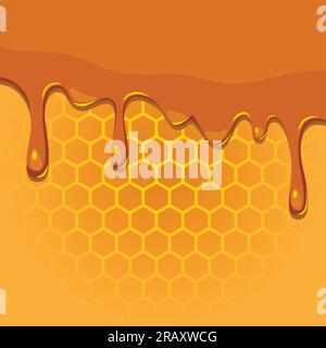 Melting honey on honeycomb texture Stock Vector