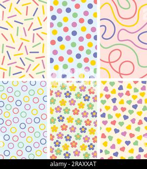 Cute vector illustration of seamless dotted, wavy lines, colourful pattern art or texture design Stock Vector