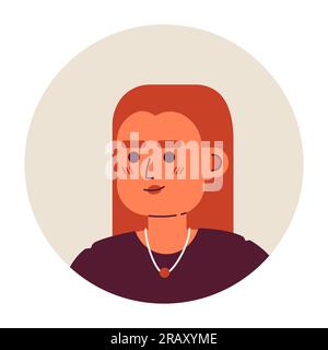 Pretty red haired caucasian girl semi flat vector character head Stock Vector