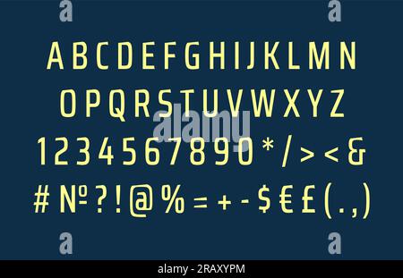 Strong alphabet set for dark theme Stock Vector