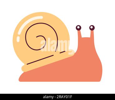 Snail with big golden spiral shell semi flat colour vector object Stock Vector