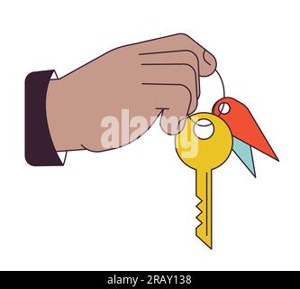 Giving key flat line concept vector spot illustration Stock Vector