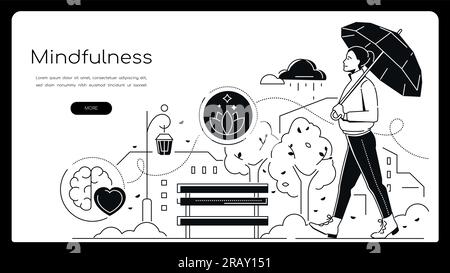 Mindfulness - modern line design style banner Stock Vector