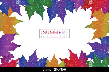 Vector illustration of gradient style colourful summer leaves concept, summer background and banner art design Stock Vector
