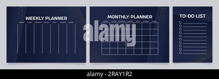 Planners worksheet design template set Stock Vector