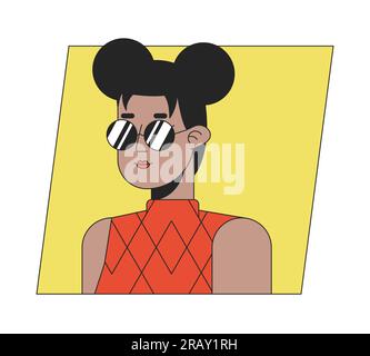 Stylish girl in sunglasses flat color cartoon avatar icon Stock Vector