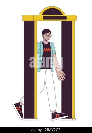Security check airport flat line vector spot illustration Stock Vector