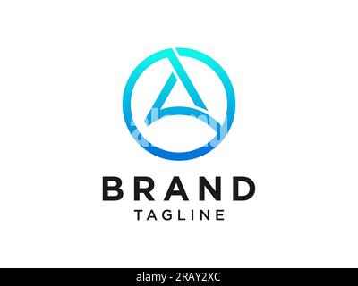 Abstract Initial Letter A Logo. Blue Water Drop and Mountain Triangular Rounded Combination. Usable for Business and Nature Logos. Flat Vector Logo De Stock Vector