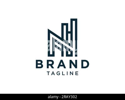 Abstract Initial Letter N Logo Square Rounded Line. Flat Vector Logo Design Template Element. Stock Vector