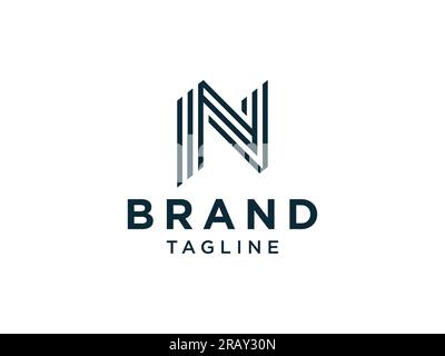Abstract Initial Letter N Logo Square Rounded Line. Flat Vector Logo Design Template Element. Stock Vector