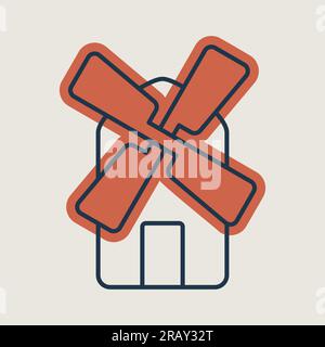 Windmill isolated icon. Agriculture sign. Graph symbol for your web site design, logo, app, UI. Vector illustration, EPS10. Stock Vector