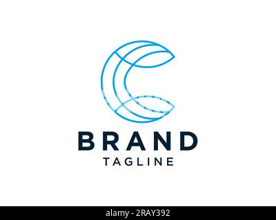 Abstract Initial Letter C Logo. Blue Circular Line Style isolated on White Background. Usable for Business and Branding Logos. Flat Vector Logo Design Stock Vector