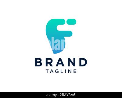 Initial Letter F Logo. Blue Geometric Shape Origami Style isolated on White Background. Usable for Business and Branding Logos. Flat Vector Logo Desig Stock Vector