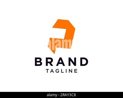Abstract Initial Letter P Logo. Orange Geometric Line isolated on White Background. Usable for Business and Branding Logos. Flat Vector Logo Design Te Stock Vector