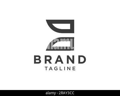 Abstract Initial Letter B Logo. Black Geometric Shape isolated on White Background. Usable for Business and Branding Logos. Flat Vector Logo Design Te Stock Vector