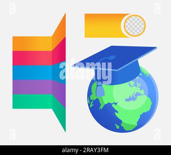 Student exchange program infographic chart design element set Stock Vector