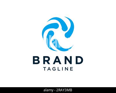 Abstract Initial Letter C Logo. Blue Circular Line Style isolated on White Background. Usable for Business and Branding Logos. Flat Vector Logo Design Stock Vector
