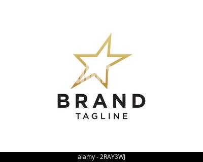 Gold Star Logo. Gold Gradient Shape Star Icon Line Style isolated on White Background. Usable for Business and Branding Logos. Flat Vector Logo Design Stock Vector