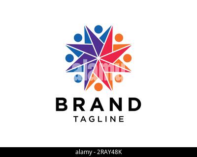 Abstract People Logo. Colorful Human Symbol isolated one white background. Usable for Business and Teamwork Logos. Flat Vector Logo Design Template El Stock Vector