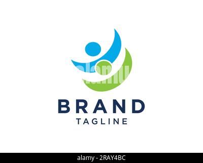 Abstract People Logo. Colorful Twisted Circular Waves Style isolated on White Background. Flat Vector Logo Design Template Element Stock Vector