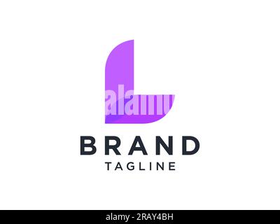 Abstract Initial Letter L Logo. Purple Rounded Shape Liquid Style isolated on White Background. Usable for Business and Branding Logos. Flat Vector Lo Stock Vector