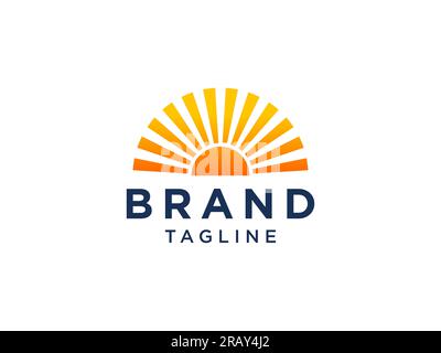 Abstract Sun Logo. Vintage Sun Icon with Rays isolated on White Background. Usable for Business and Nature Logos. Flat Vector Logo Design Template Ele Stock Vector