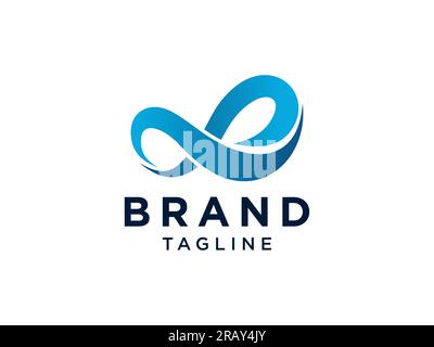 Infinity Logo. Blue with Circular Line Combination isolated on White Background. Usable for Garment and Handmade Logos. Flat Vector Logo Design Templa Stock Vector