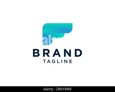 Initial Letter F Logo. Blue Geometric Shape Origami Style isolated on White Background. Usable for Business and Branding Logos. Flat Vector Logo Desig Stock Vector