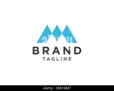 Abstract Initial Letter M Logo. Blue Geometric Lines isolated on White Background. Usable for Business and Branding Logos. Flat Vector Logo Design Tem Stock Vector