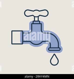 Faucet with drop isolated vector icon. Graph symbol for agriculture, garden and plants web site and apps design, logo, app, UI Stock Vector
