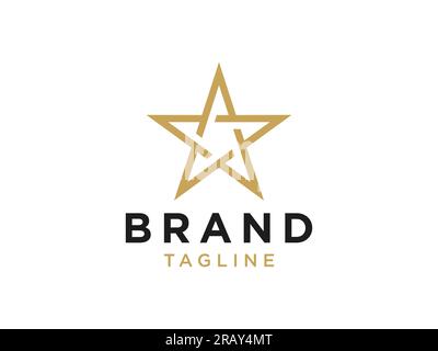 Gold Star Logo. Black and Gold Shape Star Icon isolated on White Background. Usable for Business and Branding Logos. Flat Vector Logo Design Template Stock Vector