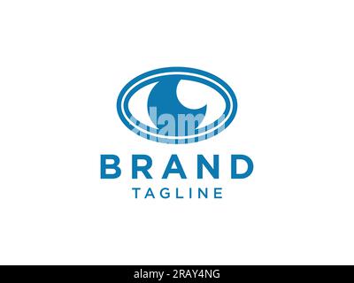 Abstract Eye Vision Logo. Blue Circle Shape Linear Geometric with Eyeball inside isolated on White Background. Usable for Business and Technology Logo Stock Vector