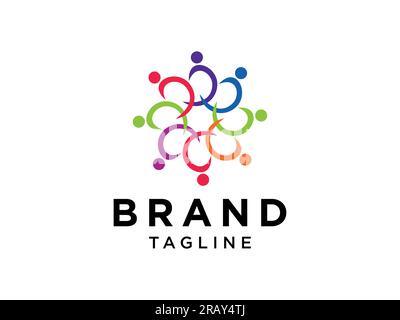 Abstract People Logo. Colorful Human Symbol isolated one white background. Usable for Business and Teamwork Logos. Flat Vector Logo Design Template El Stock Vector