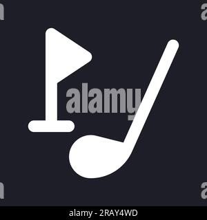 Golf driver and cup tag dark mode glyph ui icon Stock Vector