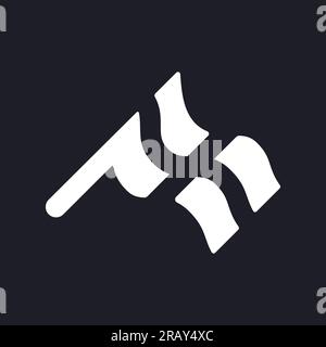 Waving chequered flag dark mode glyph ui icon Stock Vector