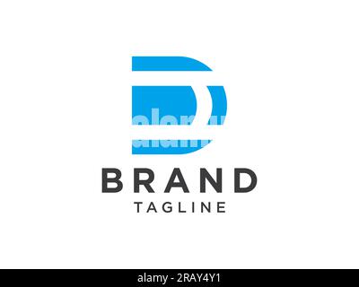 Abstract Initial Letter D Logo. Blue Shape isolated on White Background. Usable for Business and Delivery Logos. Flat Vector Logo Design Template Elem Stock Vector