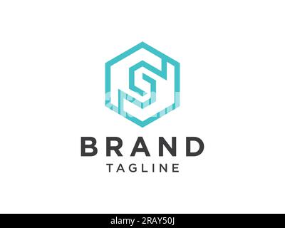 Abstract Initial Letter S Logo. Green Line Geometric Infinity Style isolated on White Background. Flat Vector Logo Design Template Element. Stock Vector