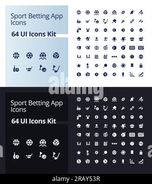 Sport betting app glyph ui icons kit for dark, light mode Stock Vector