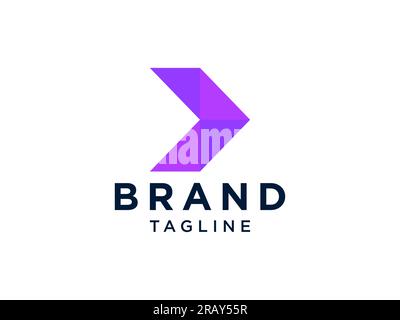 Right Arrow Logo. Geometric Arrow Shape with Striped Lines Origami Style. Usable for Business and Technology Logos. Flat Vector Logo Design Template E Stock Vector