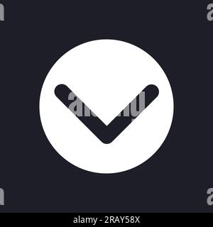 Downward direction button dark mode glyph ui icon Stock Vector