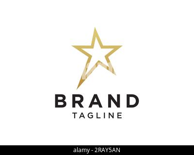 Gold Star Logo. Gold Gradient Shape Star Icon Line Style isolated on White Background. Usable for Business and Branding Logos. Flat Vector Logo Design Stock Vector